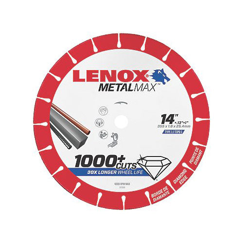 Lenox MetalMax 1972929 Diamond Cutoff Wheel - 14 Inches Diameter x 1 Inch Arbor Hole for Versatile Metal Cutting