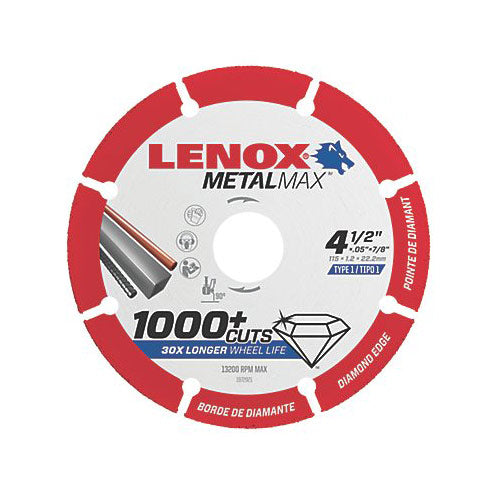 Lenox MetalMax 4.5 x 7/8 Diamond Cutoff Wheel with Long - Life Performance